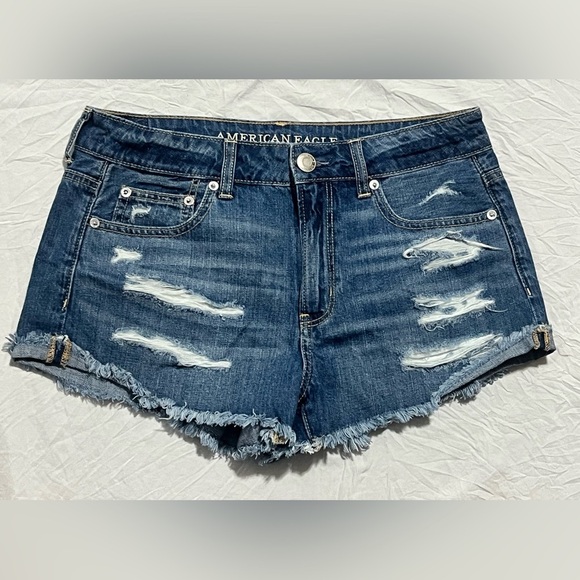 American Eagle Outfitters Pants - American Eagle Outfitters Women's Distressed Blue Denim Shorts Size 6